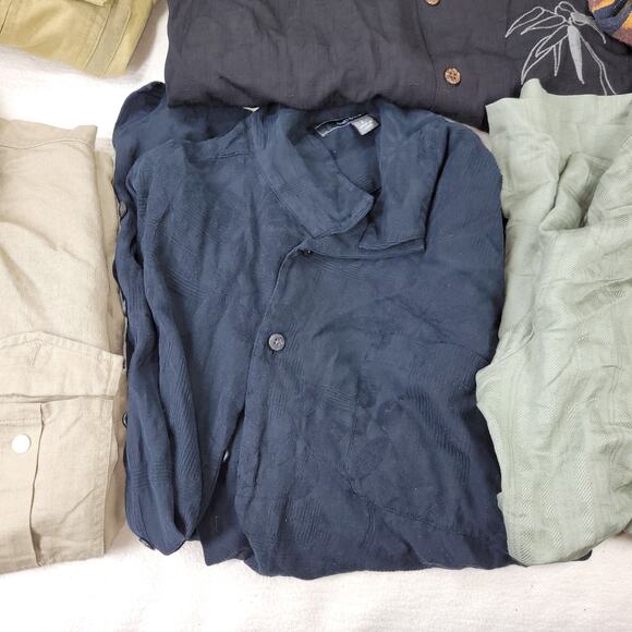 Vintage Hawaiian Shirt Mens Sz Large Lot of 6 Rayon Linen Silk NWT Y2k Summer - Picture 2 of 14